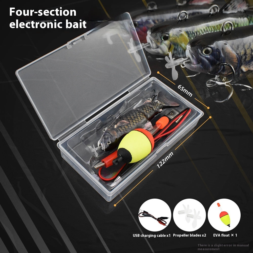 Leurre électronique de pêche automatique à hélice en fer articulé à 4 sections