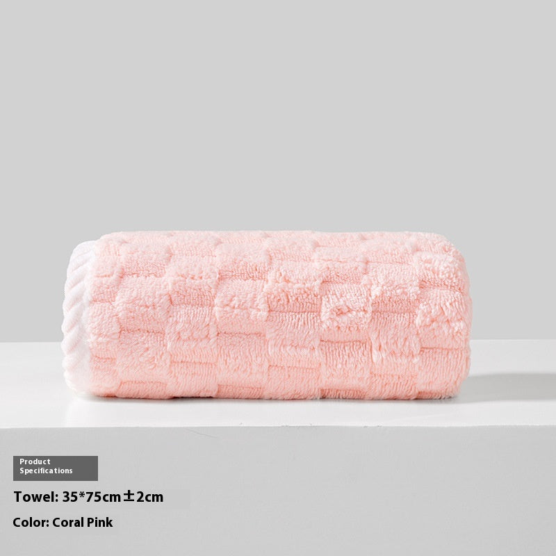 Cloud Lattice Coral Fleece Bath Towel Household