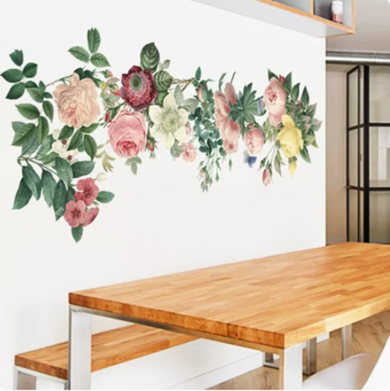 Chinese Room Decoration Flower Decal Wallpaper Self-adhesive