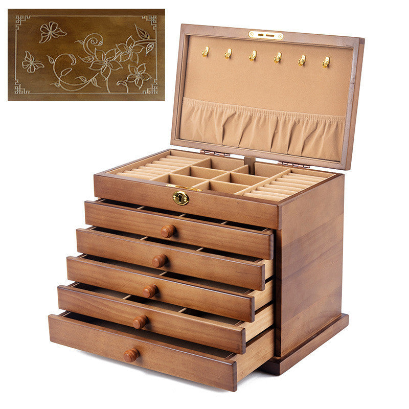 Antique Household Multi-layer Retro Solid Wood Jewelry Storage Box