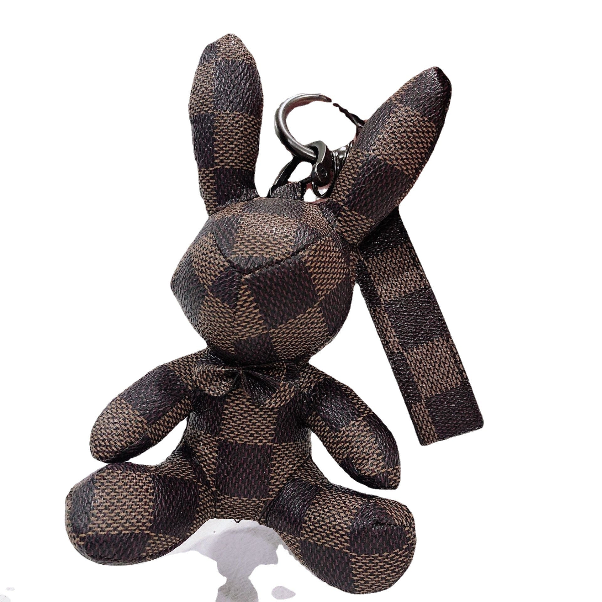 Porte-clés de voiture créatif en cuir avec pendentif lapin