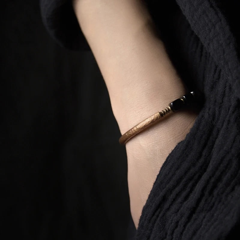Bracelet Obsidienne Cube pour Femme