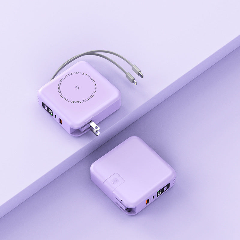 Batterie externe magnétique sans fil cinq-en-un