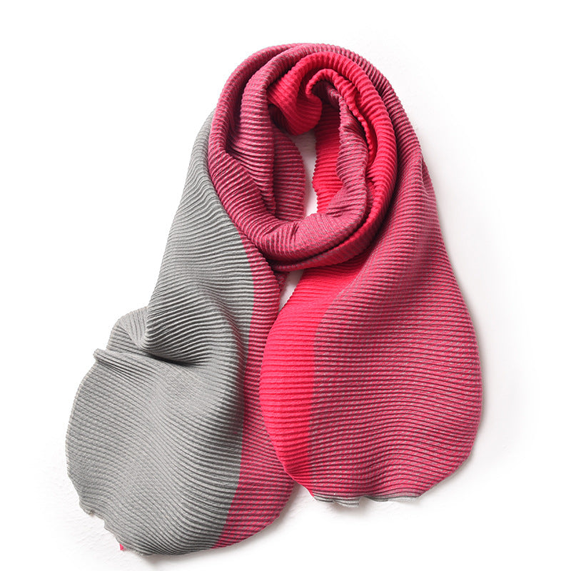 Écharpe dégradée de couleurs, Hiver, Double face, Plissée, Imitation cachemire, Populaire, Polyvalente et élégante, Pour femmes