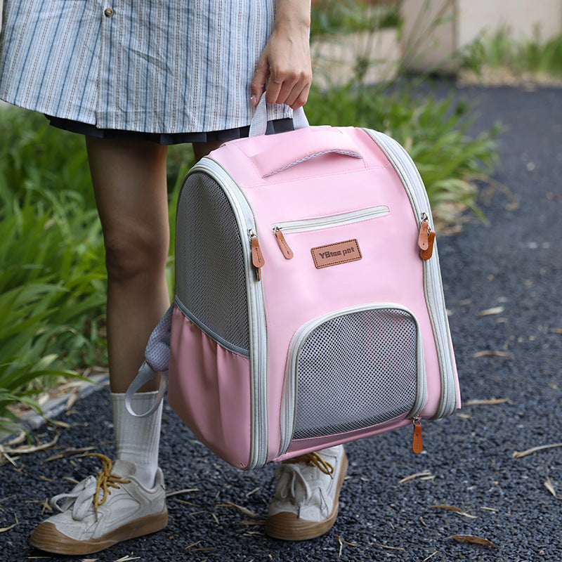Sac de transport pour animaux à quatre côtés respirants pliable en tissu Oxford portable