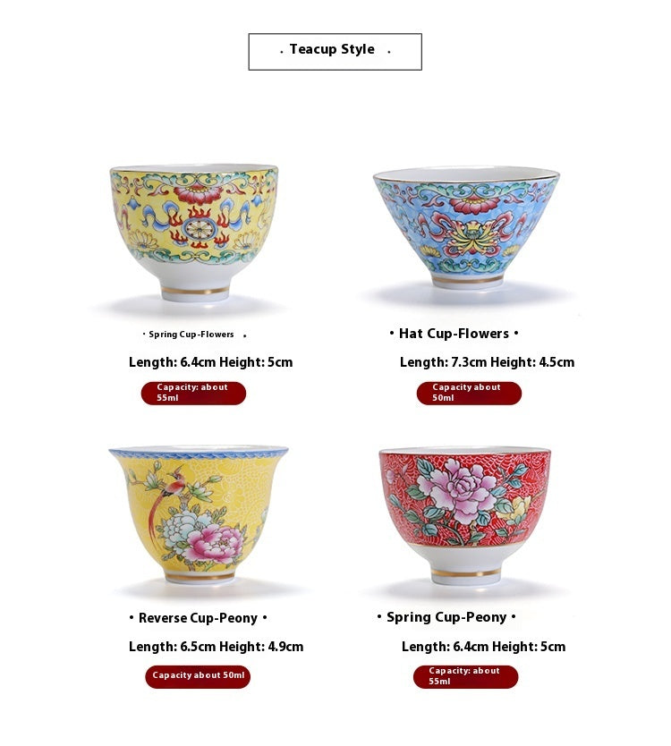 Enamel Vintage Ceramic Tea Cup Set