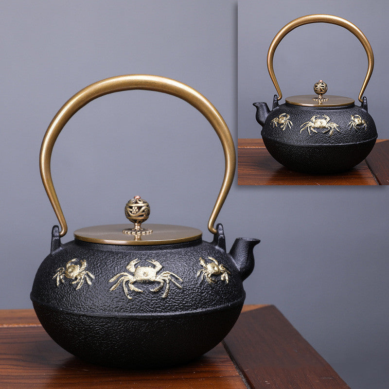 Théière bouillie faite à la main, créative, littéraire et artistique, théière en fer heureux