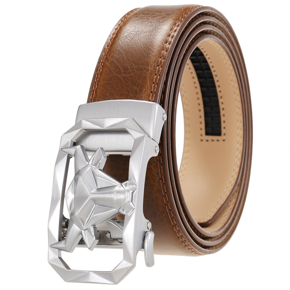 Ceinture en Cuir pour Hommes Boucle Automatique en Alliage