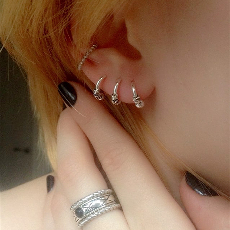 S925 Sterling Silver Earrings Antique Small For Men And Women