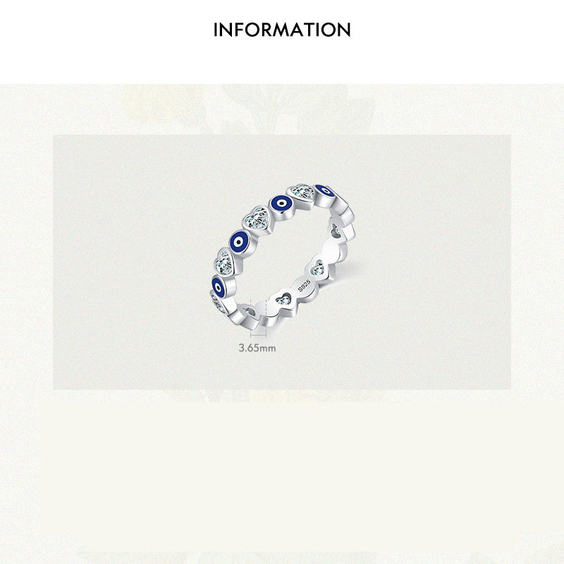 S925 Sterling Silver Heart Zircon Ring
