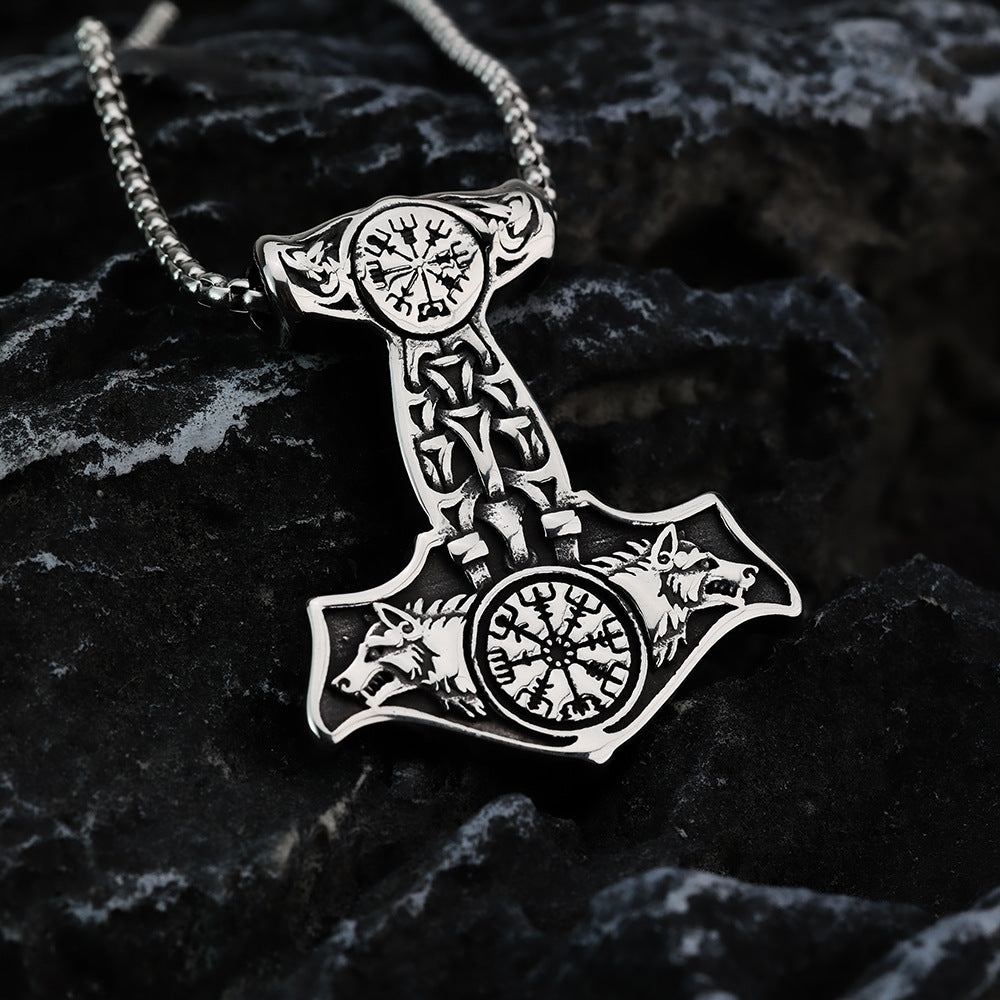 Titanium Steel Pendant Ornaments Stainless Steel Necklace Vintage Viking Impactor Men