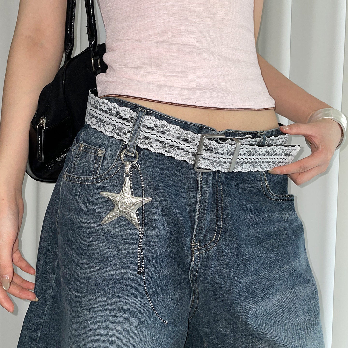 Ceinture en dentelle polyvalente de style designer pour femmes