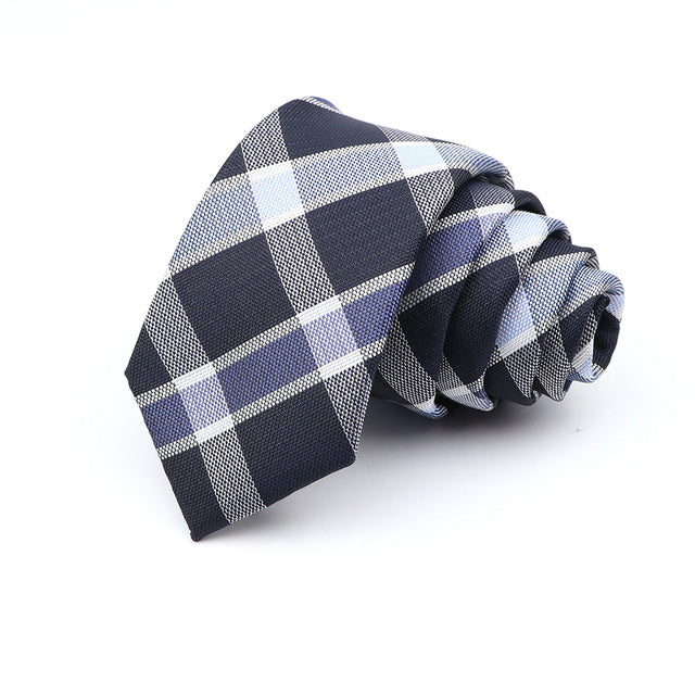 Cravate décontractée 6cm pour hommes, cravate fine en polyester à carreaux