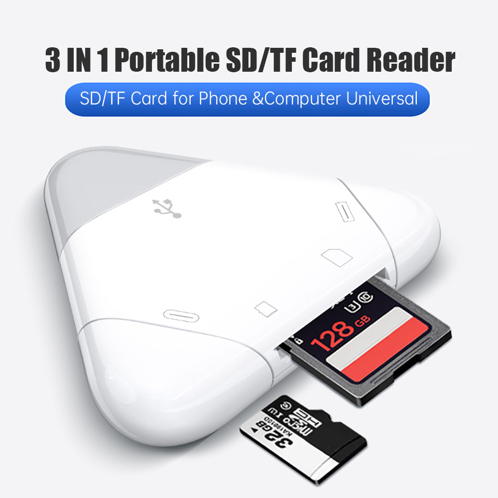 3 In 1 Multi Function Magnetic USB 3.0 USB 2.0 High Speed OTG Adapter For SD TF Card Reader