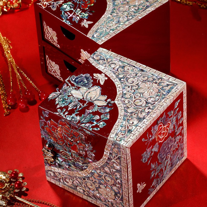 Mother-of-pearl Lacquer Wedding Gift Wooden Jewelry Box