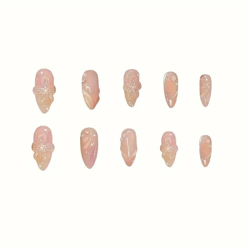 Uñas de almendra, flores puras, uñas postizas extraíbles