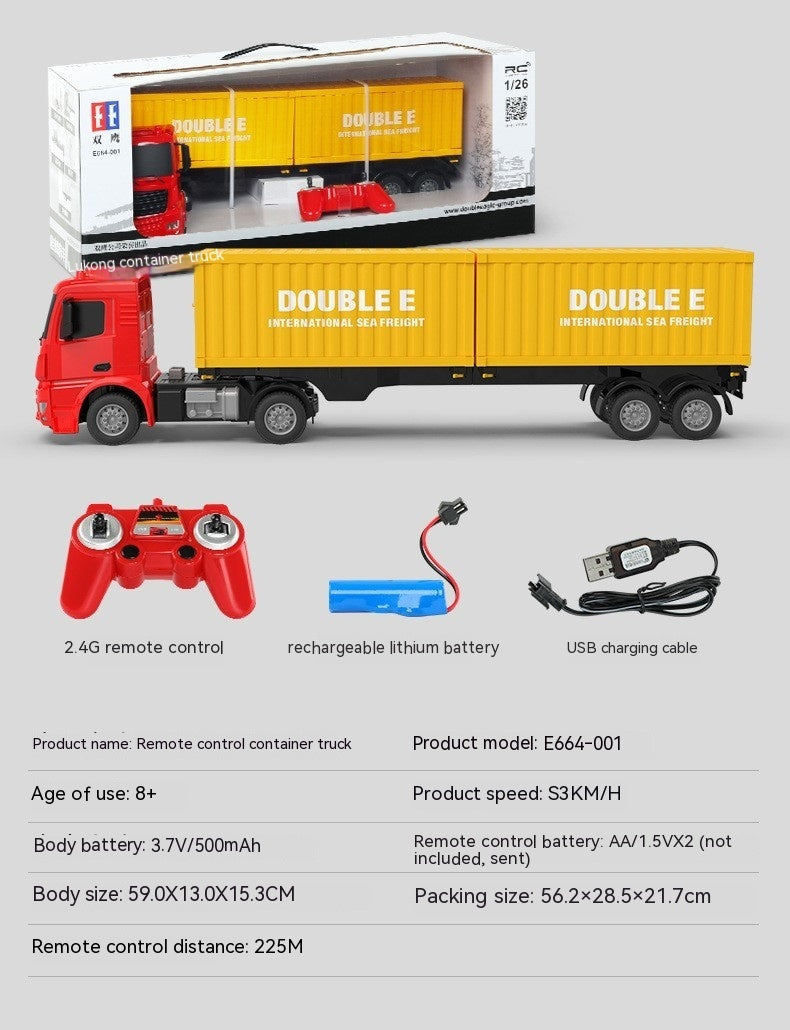 E664 Remote Control Engineering Vehicle Container Truck Flat Trailer Toy