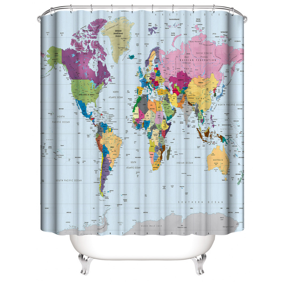 Map Series Waterproof Shower Curtain Fabric