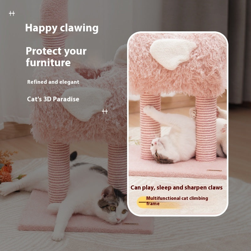Cadre d'escalade multifonctionnel en sisal pour chat, nid de chat, jouet pour chat à griffes, sans copeaux.