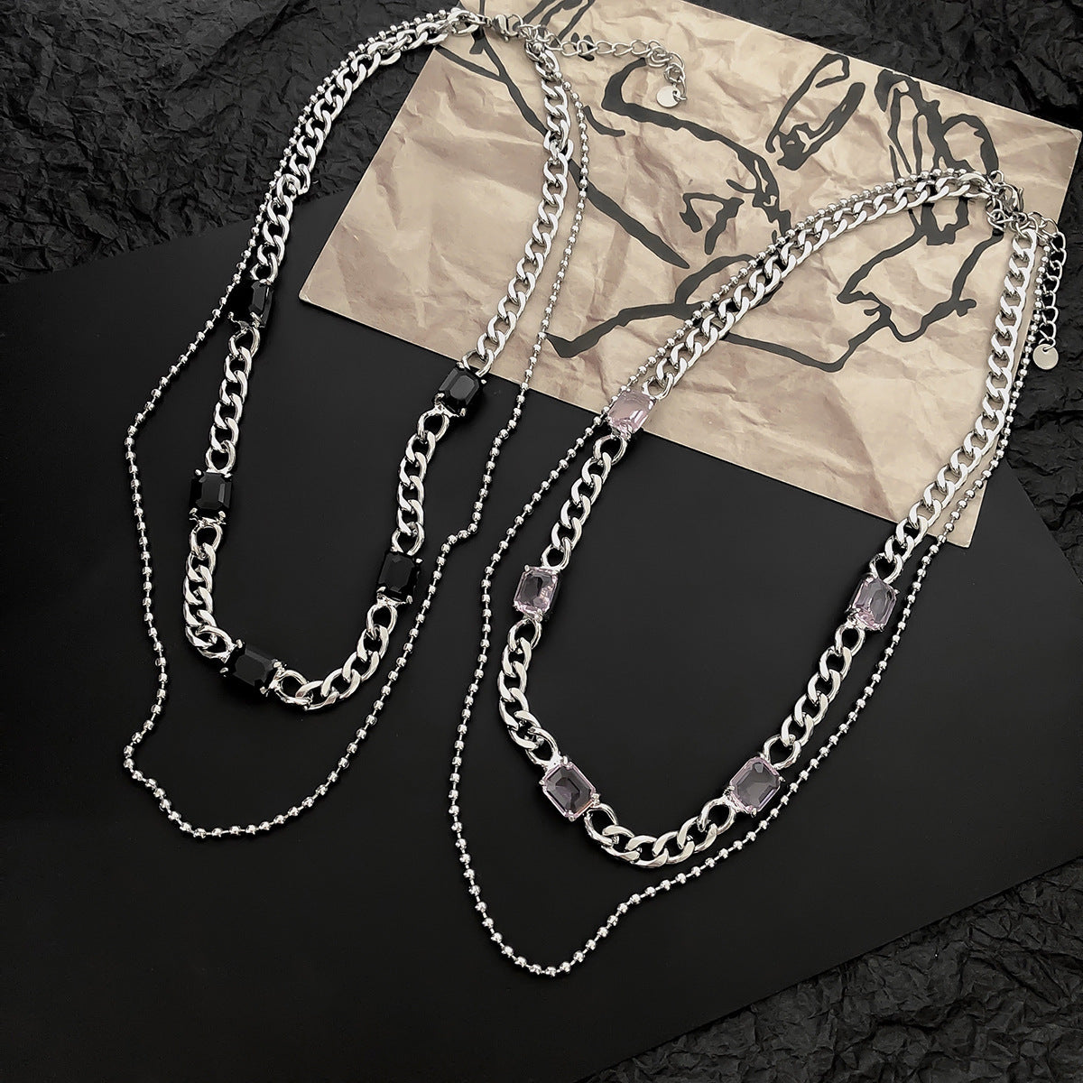 Gemstone Double-layered Temperament Clavicle Chain