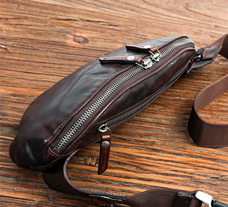 First Layer Cowhide Men's Chest Leather Wash Made Old Shoulder Bag