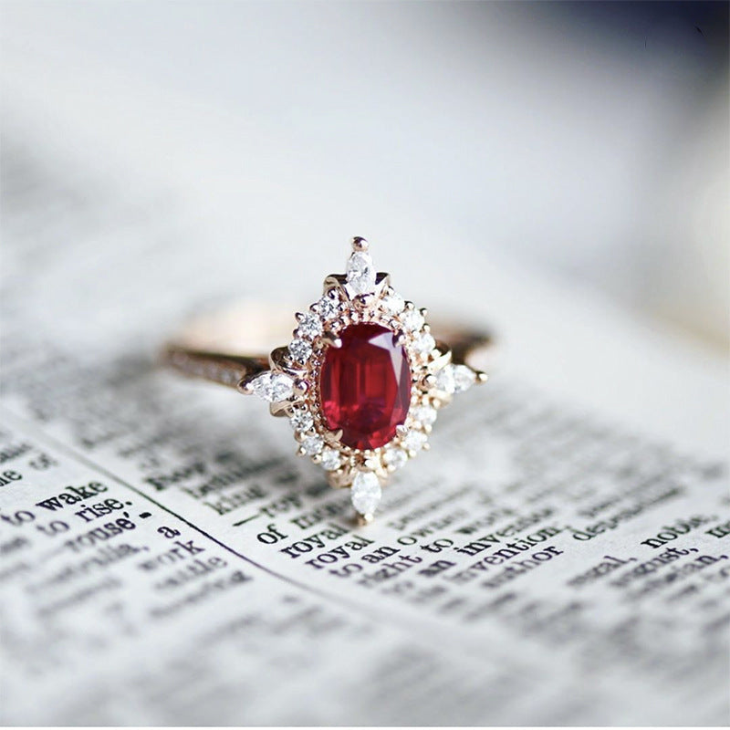 Natural Stone Retro Zircon Ring