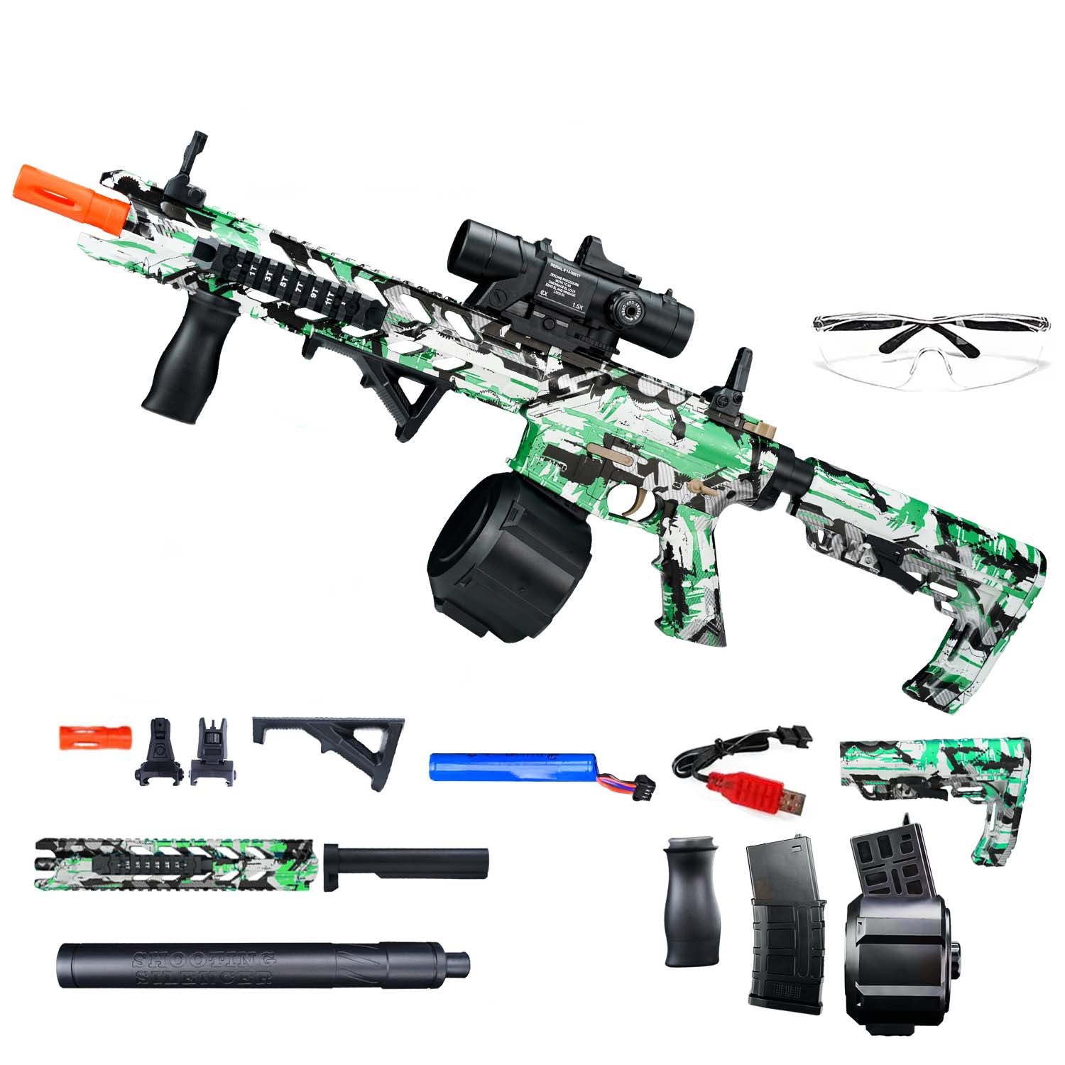 Outdoor Gel Ball Electric Continuous Hair Graffiti Launcher Toy