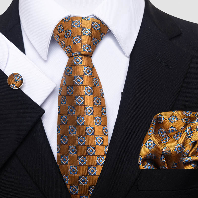 Ensemble cravate, pochette et boutons de manchette élégant pour hommes