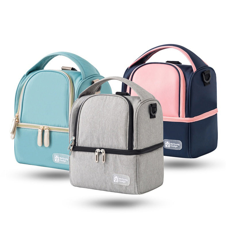 Sac Isotherme Double Couche Tissu Oxford Étanche Feuille d'Aluminium Sac à Déjeuner Double Couche Sac de Rangement Lait Maternel
