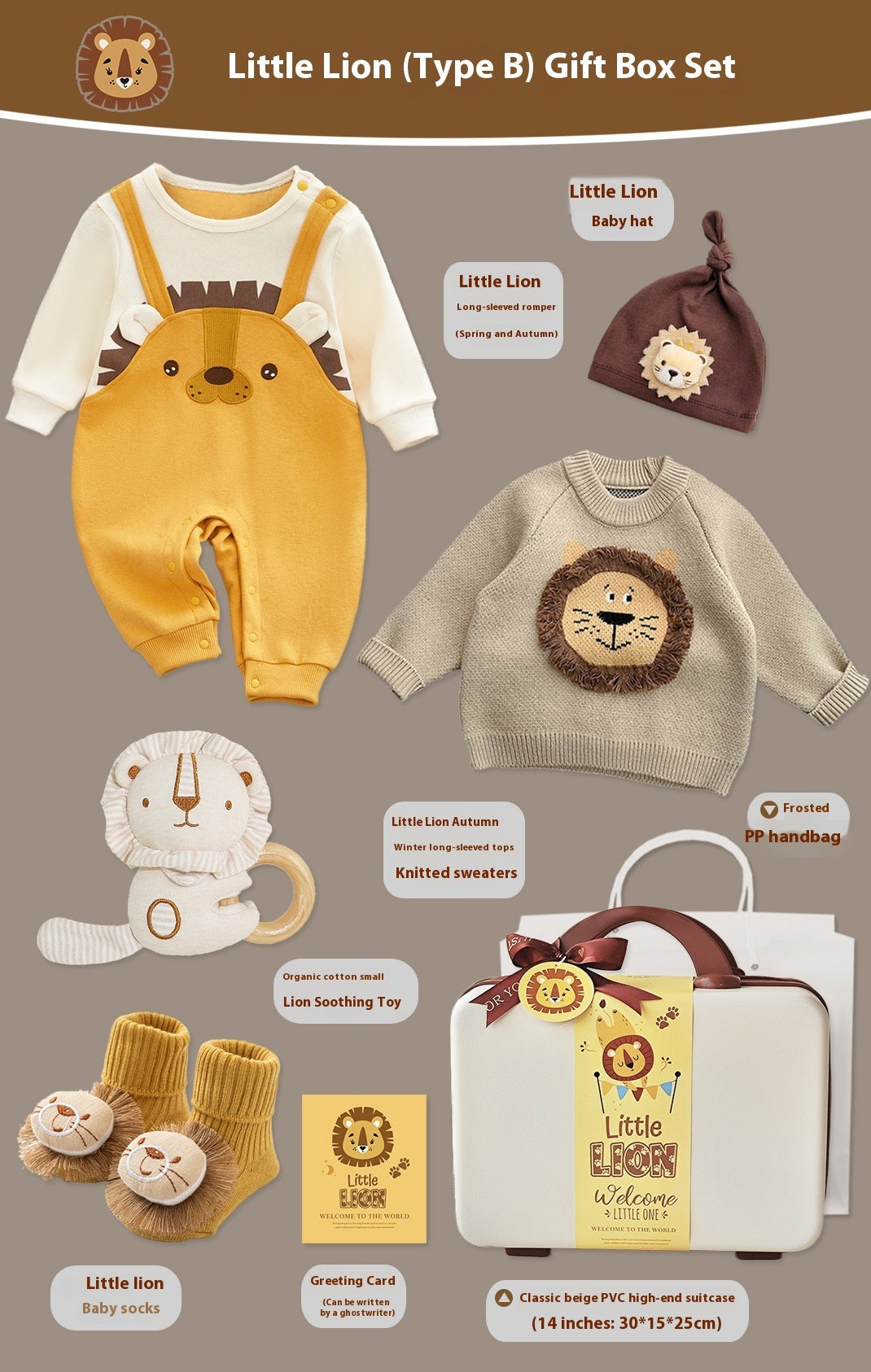 Coffret cadeau bébé Pull tricoté Petit Lion