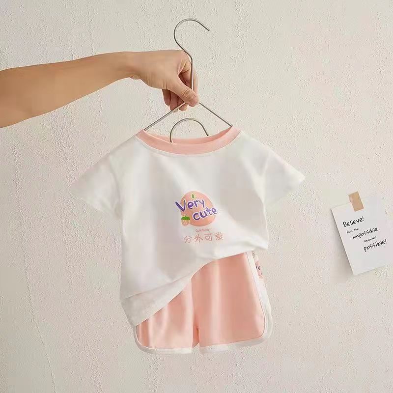 Baby's Summer Clothing Summer Sports Internet Celebrity Children's Short Sleeve Set Baby Boy's And Girl's Shorts Two Piece Set Children's Clothing Leisure