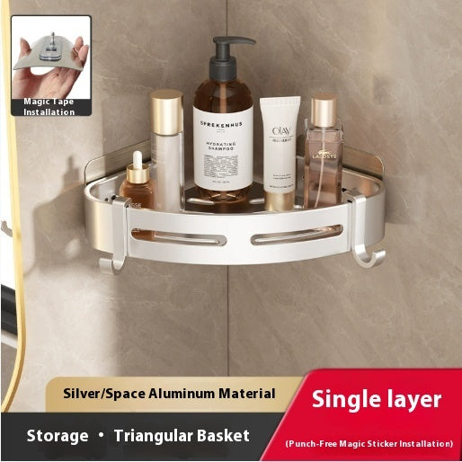 Gun Gray Bathroom Rack Triangle Wall-mounted Punch-free Storage