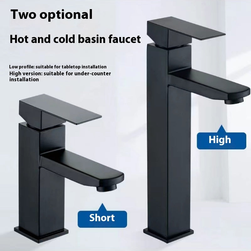 304 Stainless Steel Square Basin Hot And Cold Faucet