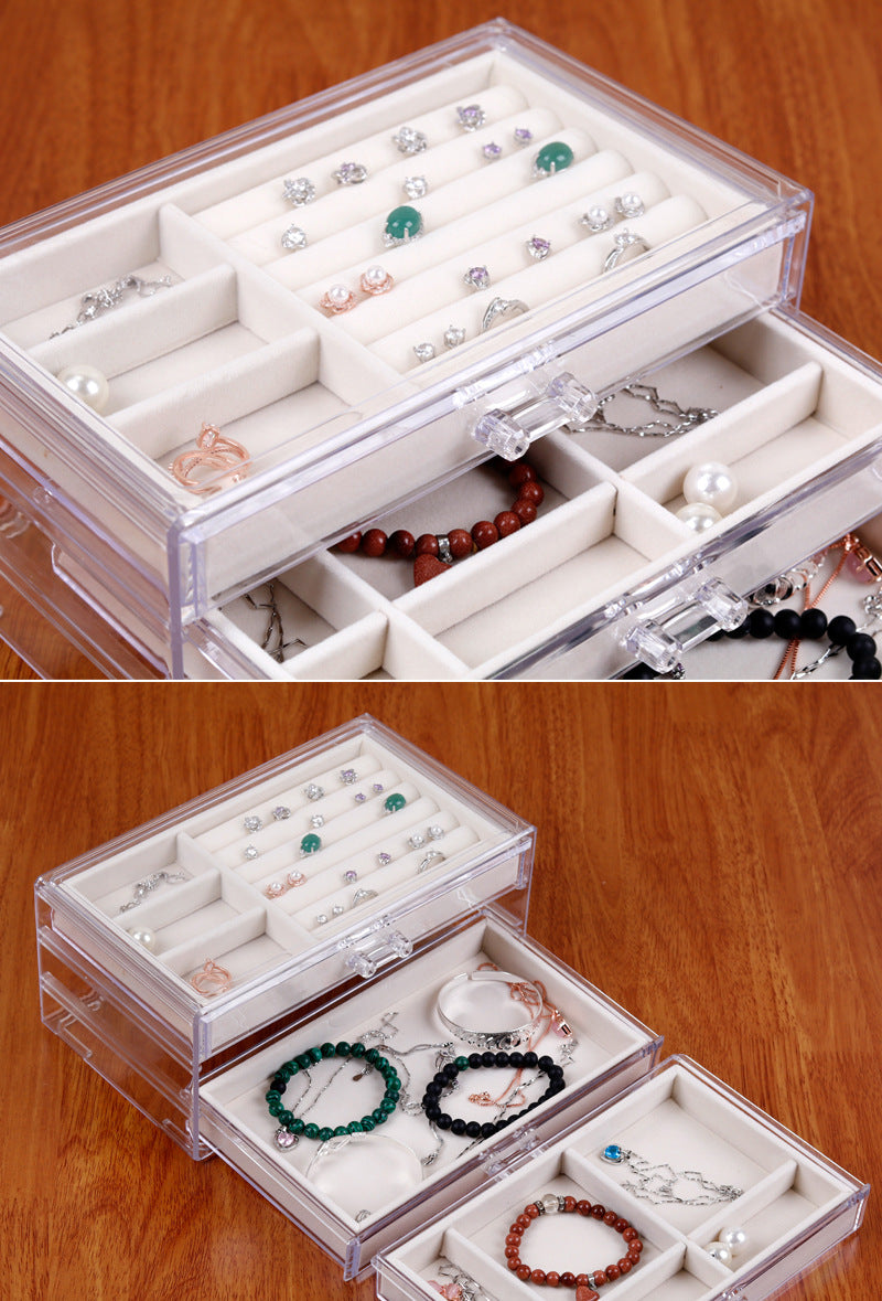Acrylic Three-layer Drawer Jewelry Storage Display Box
