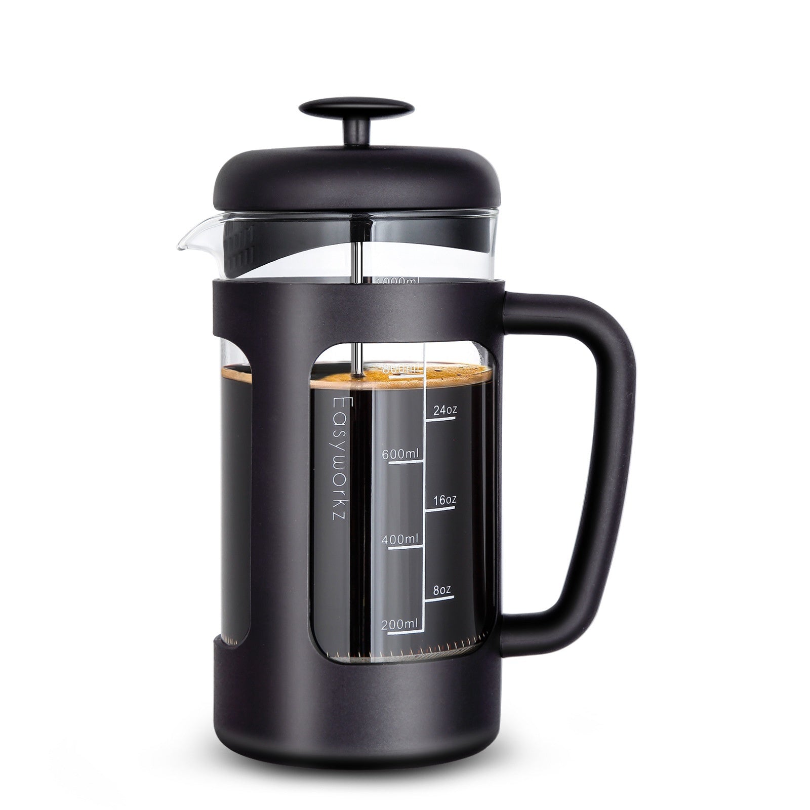 Cafetière à piston en verre avec filtre pour le café et infuseur à thé