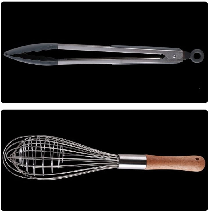 Vente directe d'ustensiles de cuisine en silicone à manche en bois et
