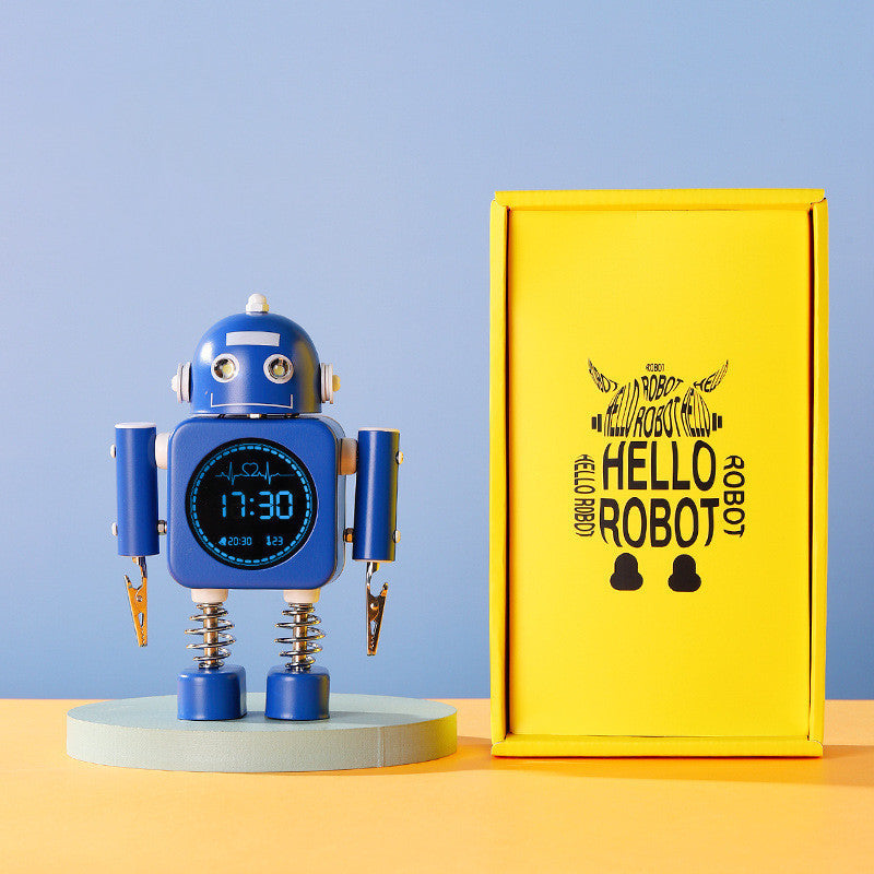 The New Robot Alarm Smart Desktop Bedside Clock Mute