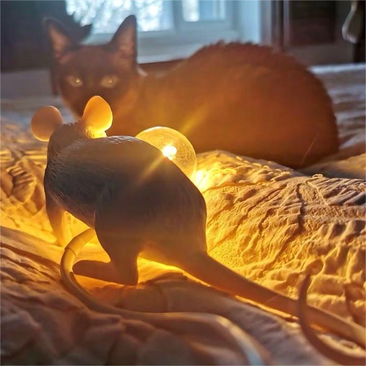 Lampe de Table Creative Nordique en Résine Souris Lumières LED Veilleuse Mini Lampes de Bureau Rat