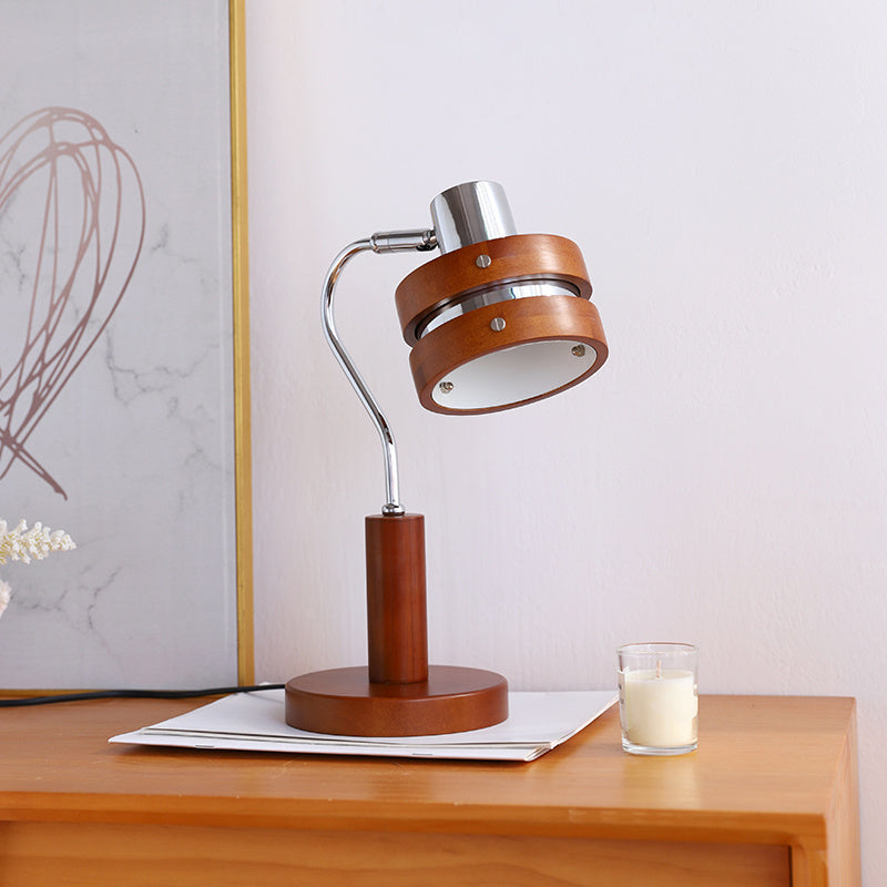 Lampe de table rétro couleur noyer français mi-antique ambiance haut de gamme pour salon
