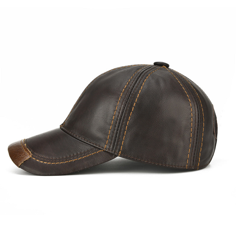 Casquette de baseball fine en cuir pour homme