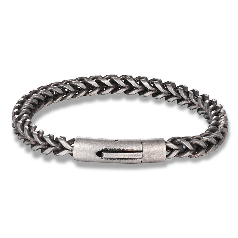 Bracelet en acier inoxydable 6MM Homme chaîne quille gris vintage