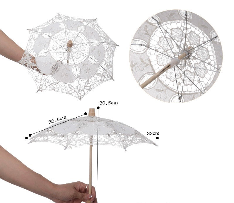 White Lace Decorative Craft Umbrella