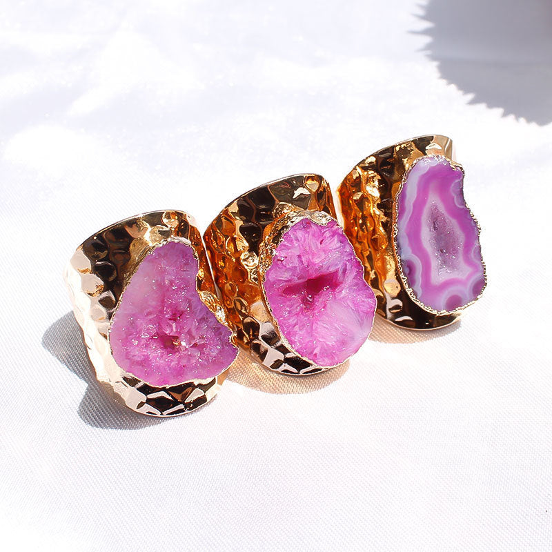 Natural Agate Crystal Hole Ring Natural Stone Rough Stone Slice