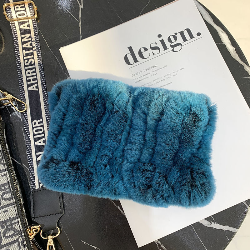 Rex Rabbit Fur Bandana Women's Winter Elastic Net Scarf Hair Band Wild Grass Plush Headband Children's Scarf