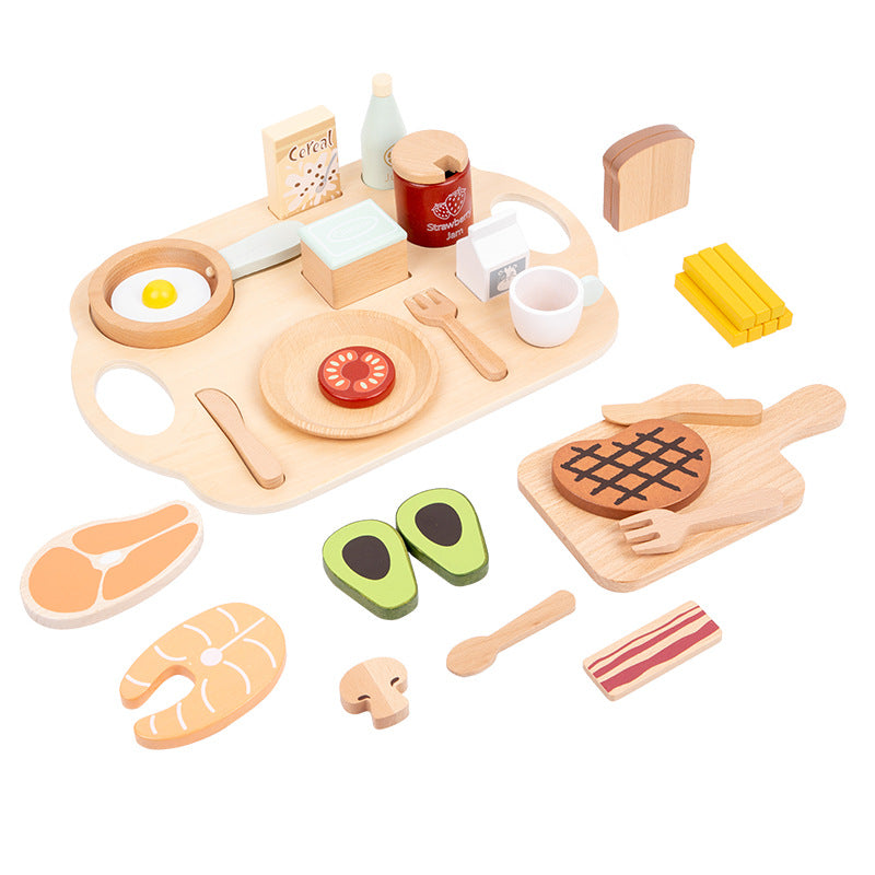Jouet Maison de Jeu pour Enfants en Bois, Simulation de Steak et de Trancheuse à Pain