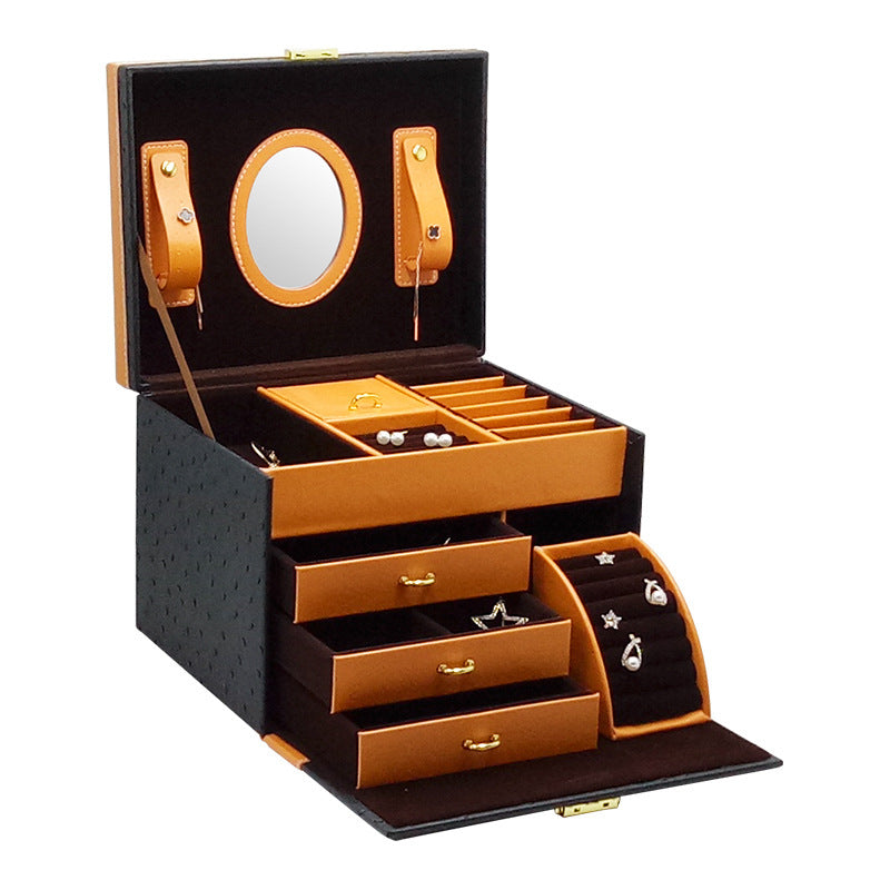 Tiroir de rangement pour bijoux en cuir, boîte à bijoux haut de gamme