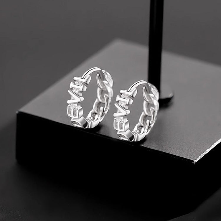 Boucles d'oreilles pour hommes en argent sterling avec chaîne anglaise diable