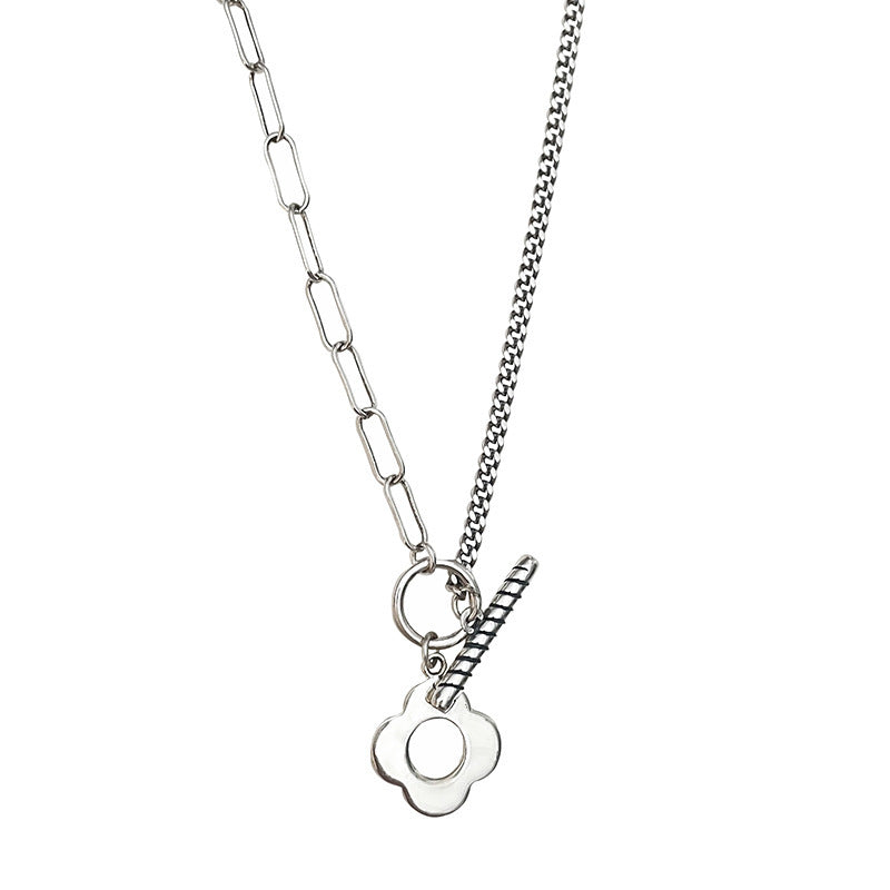 S925 Sterling Silver Small Flower Thai Silver Vintage Necklace