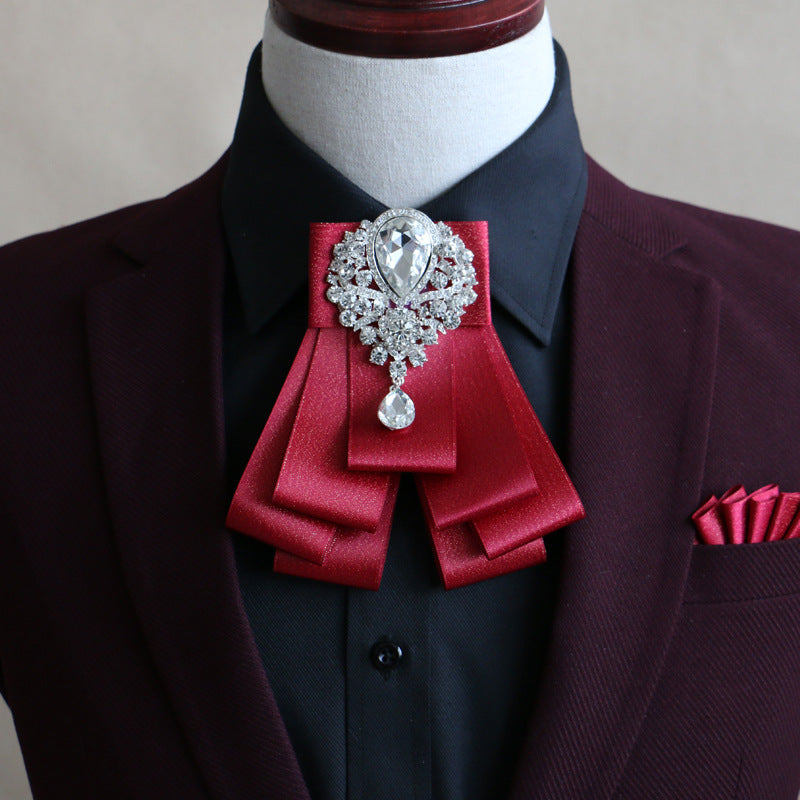 Men's Fashion Simple Diamond Bow Tie Set