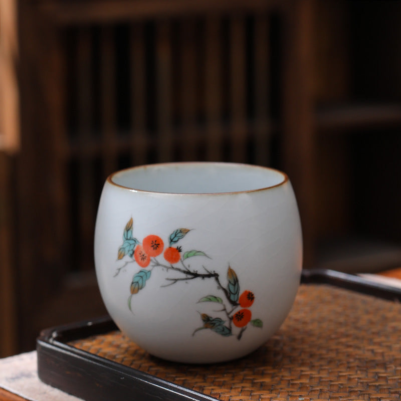 Ceramic Personal Tea Cup Gracked Glaze Supportable Tea Cup